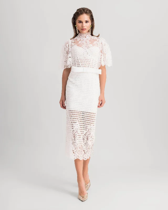 High-Collar Lace Dress