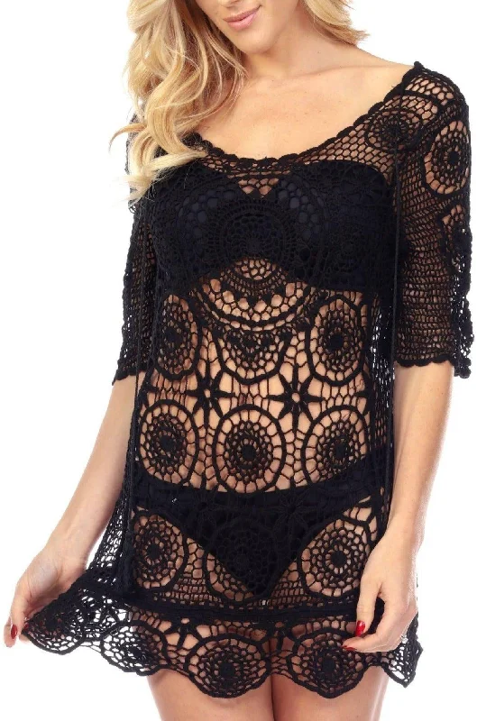 Women's Swimsuit Cover-Ups: Embroidered Lace Crochet Beach Cover Ups