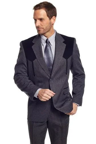 Circle S Mens Heather Charcoal Polyester Boise Blazer Sport Coat