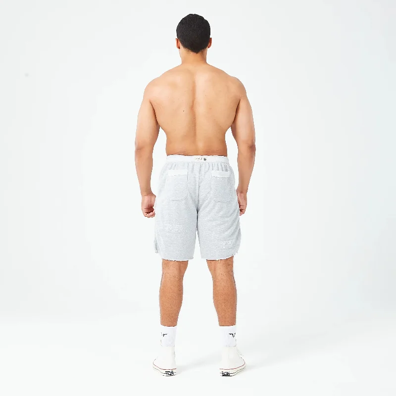 Golden Era Ripped Shorts - Light Grey Marl