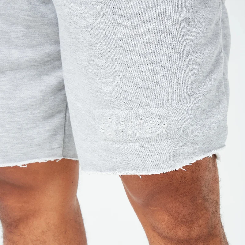 Golden Era Ripped Shorts - Light Grey Marl