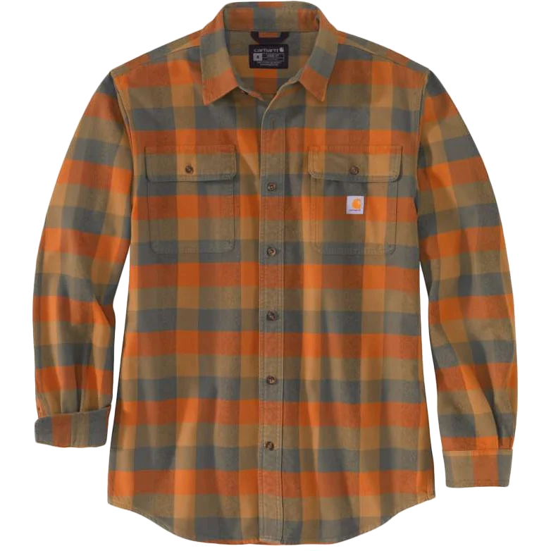 Men's Loose Fit Heavyweight Flannel Long-Sleeve Plaid Shirt