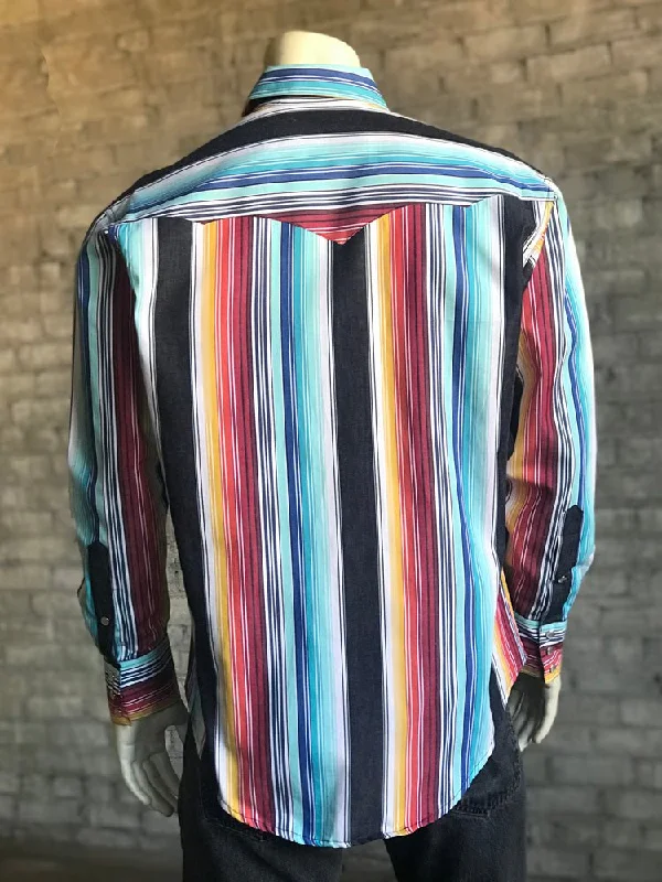 Rockmount Mens Multi-Color 100% Cotton Serape Stripe Western L/S Shirt