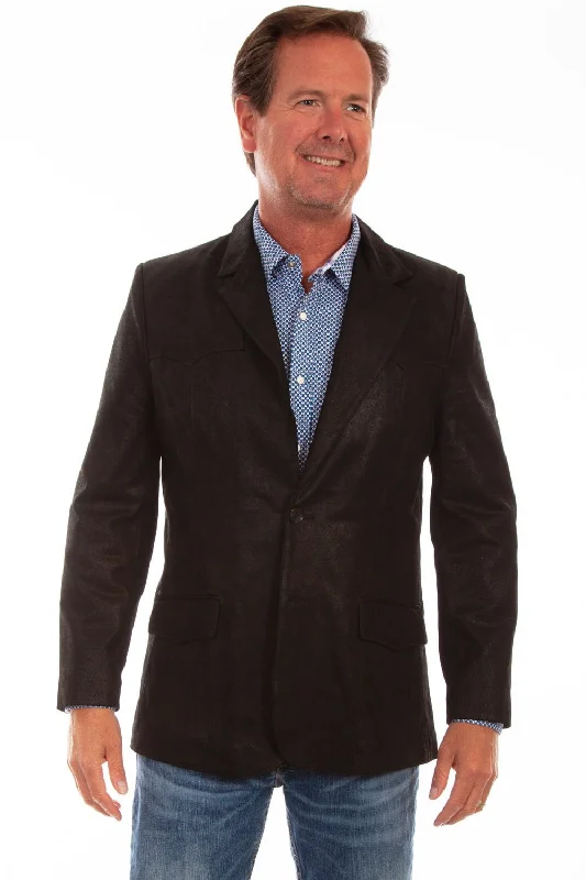 Scully Mens Black Leather Western Blazer 48L