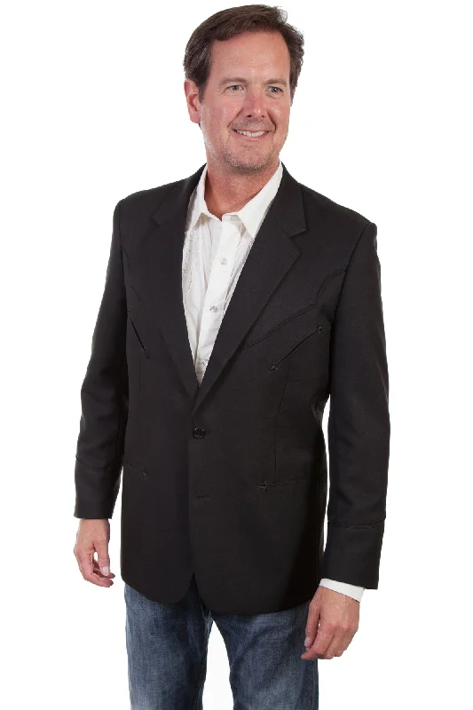 Scully Mens Black Rayon Piping Blazer