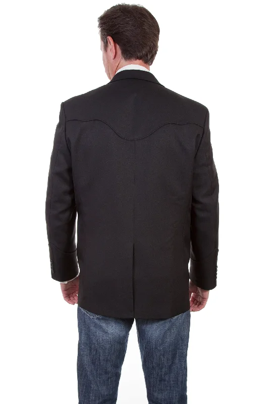 Scully Mens Black Rayon Piping Blazer