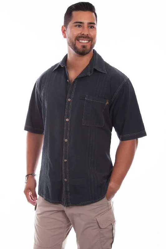 Scully Mens Gunmetal 100% Cotton Traveler S/S Shirt