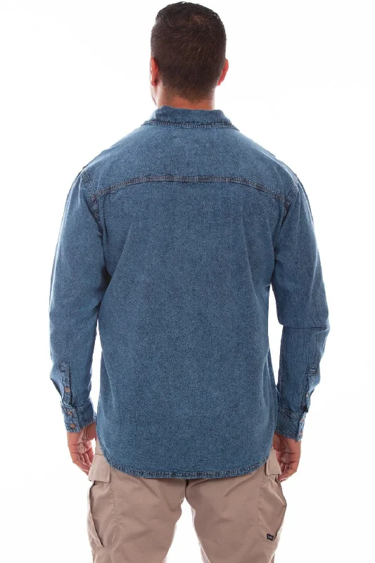 Scully Mens Lt Washed Denim 100% Cotton Trail Walk L/S Shirt