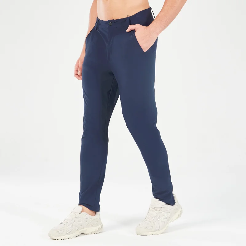 Statement Ribbed Smart Pants - Navy