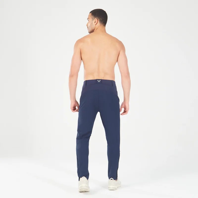 Statement Ribbed Smart Pants - Navy