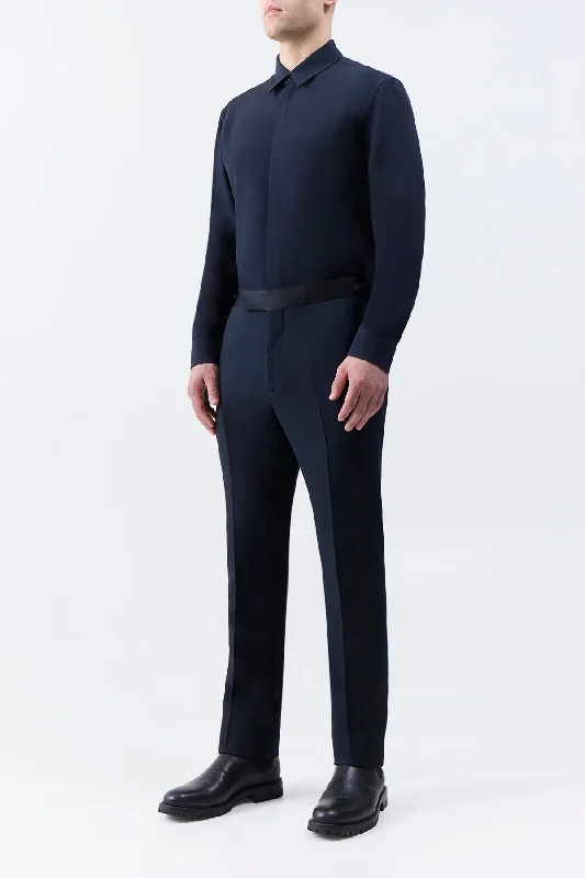 Simons Pant in Black Wool Silk Cady