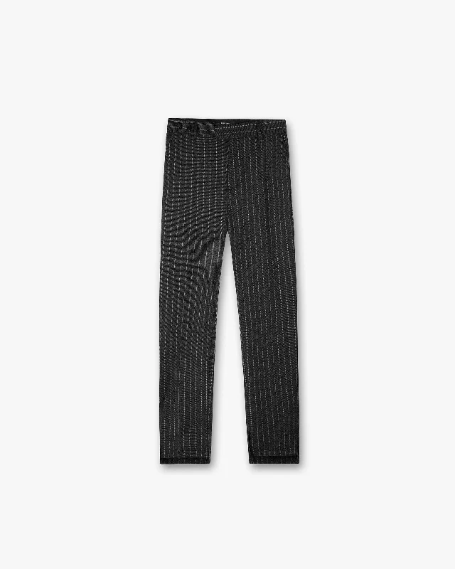 Stepped Hem Pant - Black Pinstripe