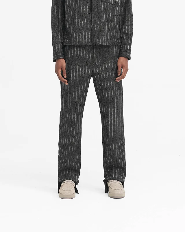 Stepped Hem Pant - Black Pinstripe