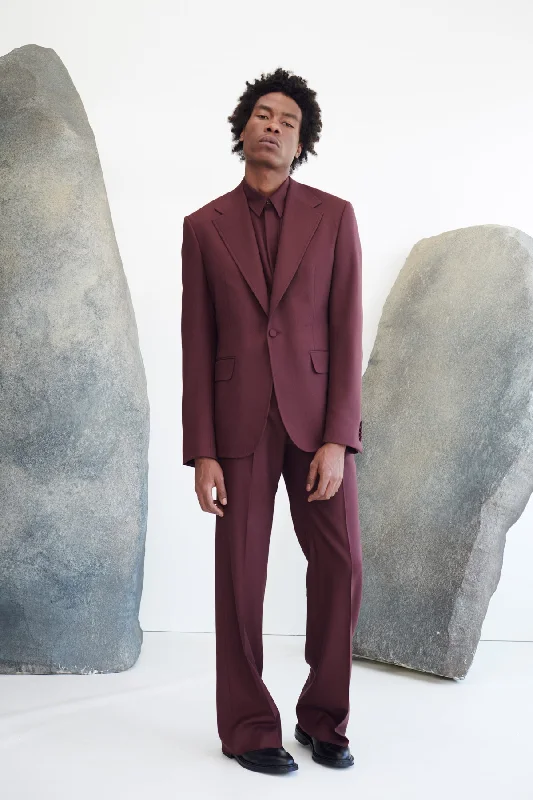 Vista Pant in Deep Bordeaux Virgin Wool Twill